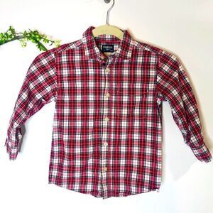 Osh Kosh B’Gosh Red White Plaid Shirt Holiday